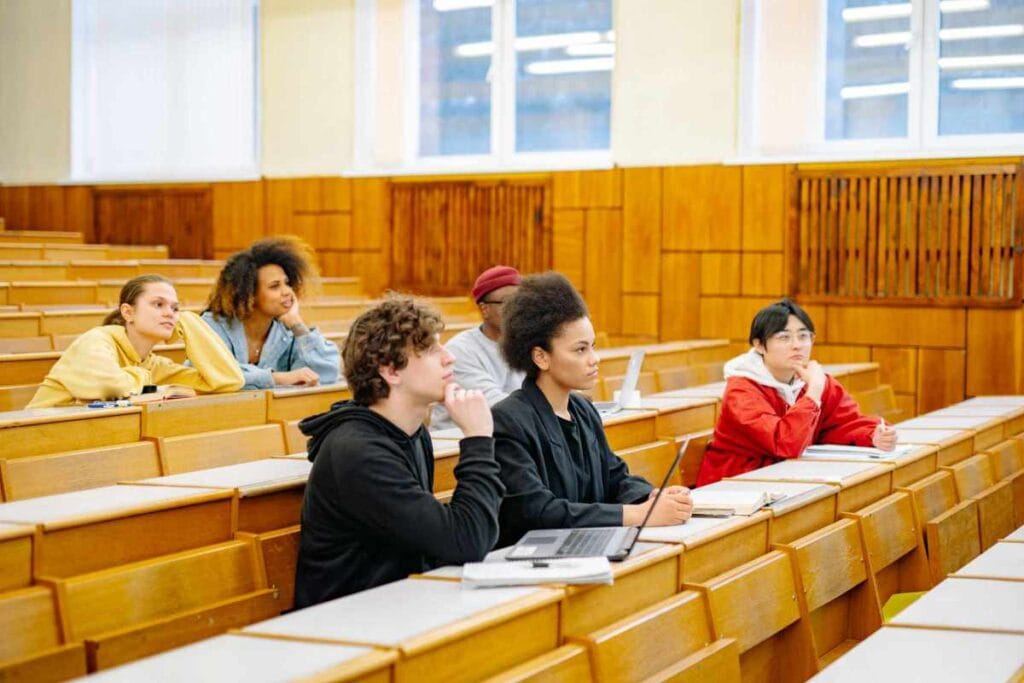 International students studying abroad at a university