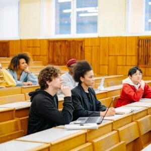 International students studying abroad at a university